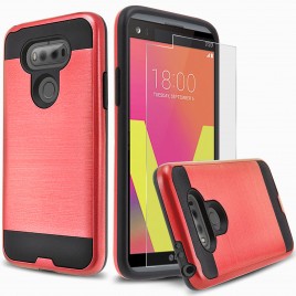 LG V20 Case, 2-Piece Style Hybrid Shockproof Hard Case Cover with [Premium Screen Protector] Hybird Shockproof And Circlemalls Stylus Pen (Red)